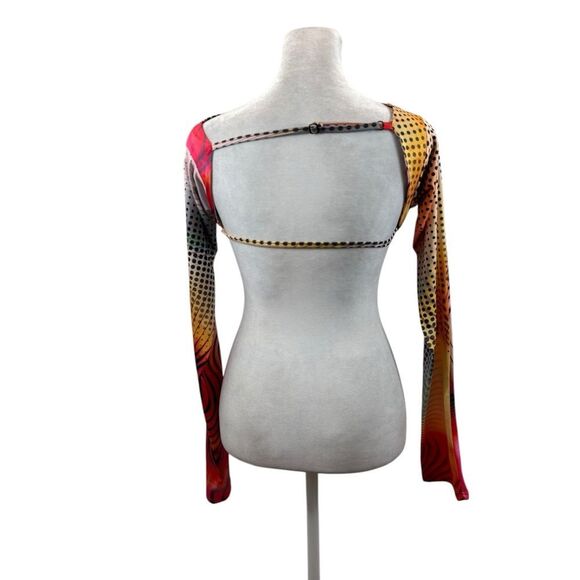 Dolls Kill Jaded London Y2K Lips Print Backless Long Sleeve Top Size 2 - Picture 9 of 13